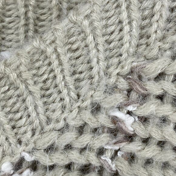 ESSENTIALS Sweater Womens L Chunky Slub Vest Boat Neck Pullover Beige Vintage 80 - Picture 5 of 14